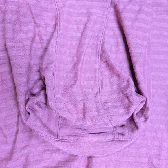 IBEX Hooded Long Sleeve Shirt Merino Wool Blend Women's Large Pink Shadow Stripe - Picture 8 of 12